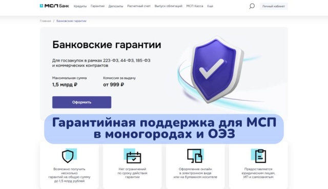 АО «МСП Банк» предоставляет гарантийную поддержку для бизнеса в моногородах и ОЭЗ   
