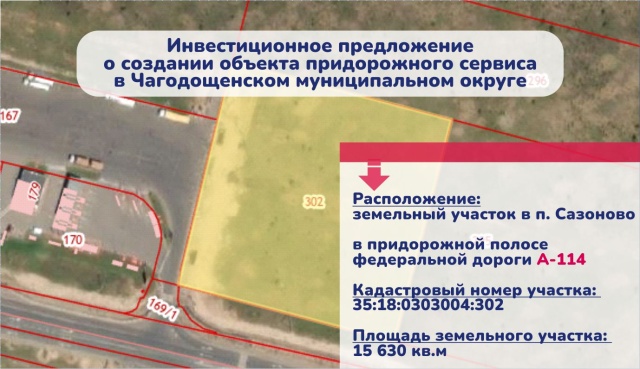  Инвестиционное предложение о создании объекта придорожного сервиса в Чагодощенском муниципальном округе!